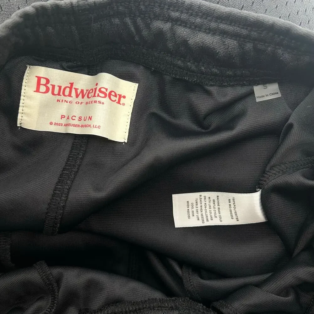 NWT Men's Pacsun x Budweiser Black Mesh Athletic Shorts Horse sz S x 8.5